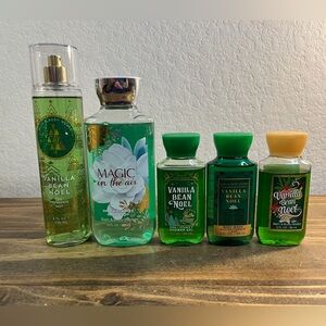 Bath & Body Works Vanilla Bean Noel Full Size Mist & Travel Sz Body Wash 5pcs